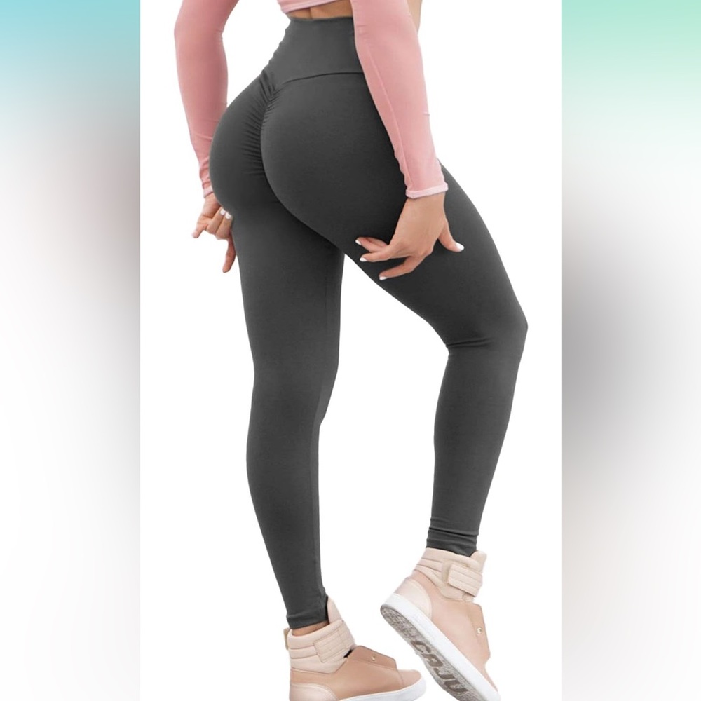 Scrunch Butt Yoga Pants High Waist Workout Leggings Tummy Control - Black
